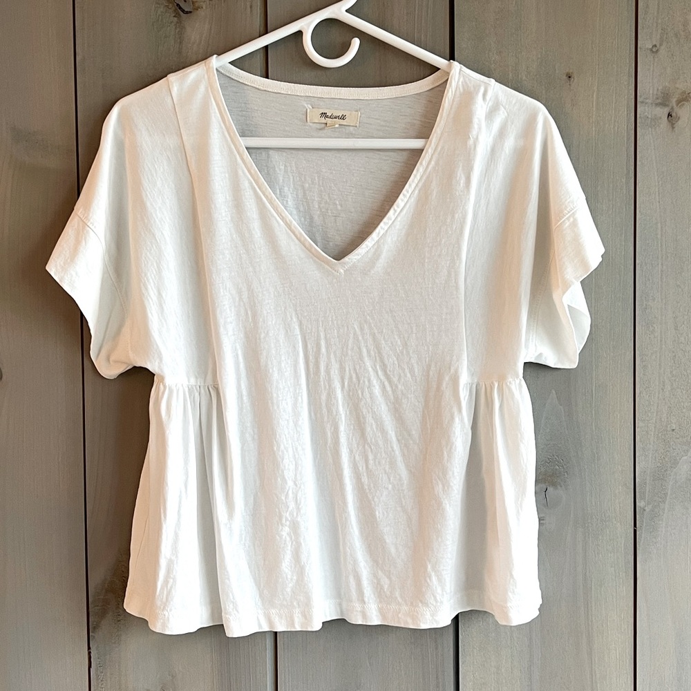 Madewell Black Babydoll Swing V-Neck Dolman Sleeve Top